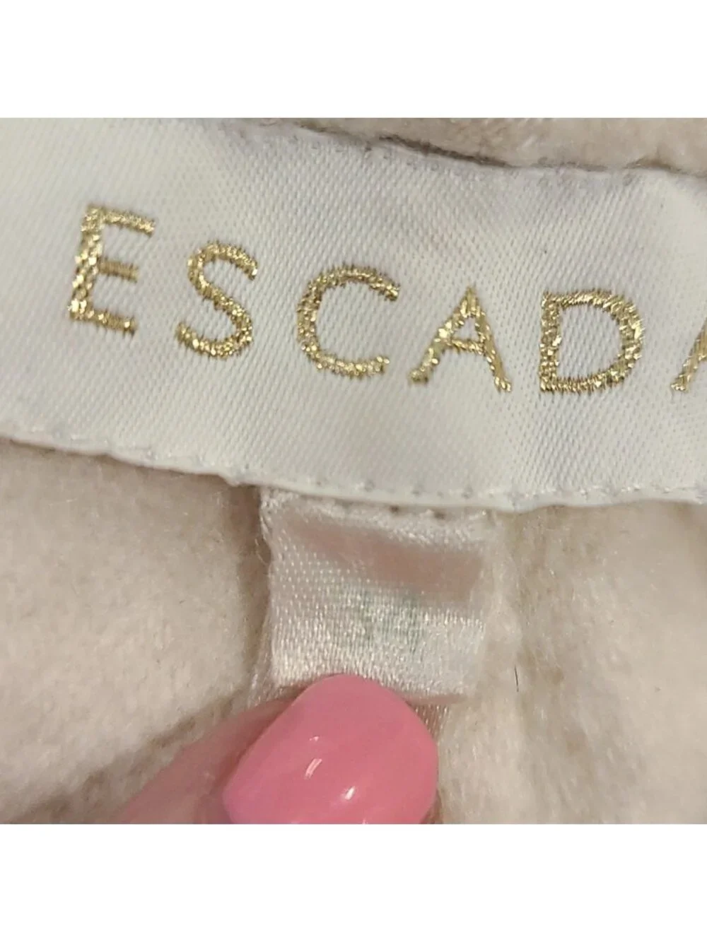 Escada 97% cashmere cream and black long jacket